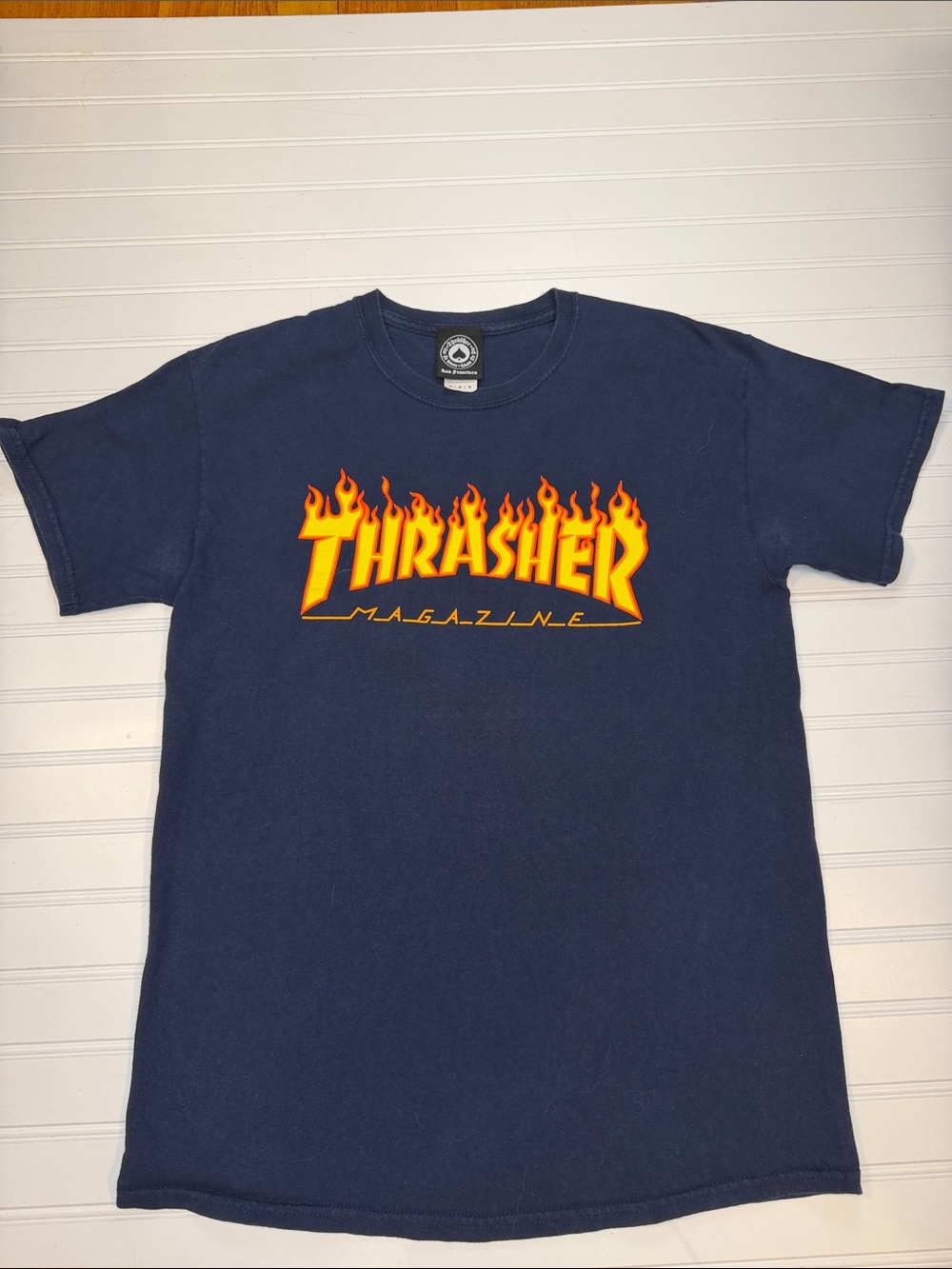 Thrasher Magazine Flame Navy T-Shirt size Medium
